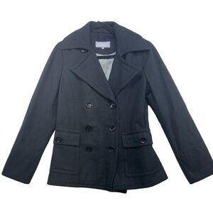 Calvin Klein Womens  Wool Blend Peacoat Size 6 Black Double Breasted